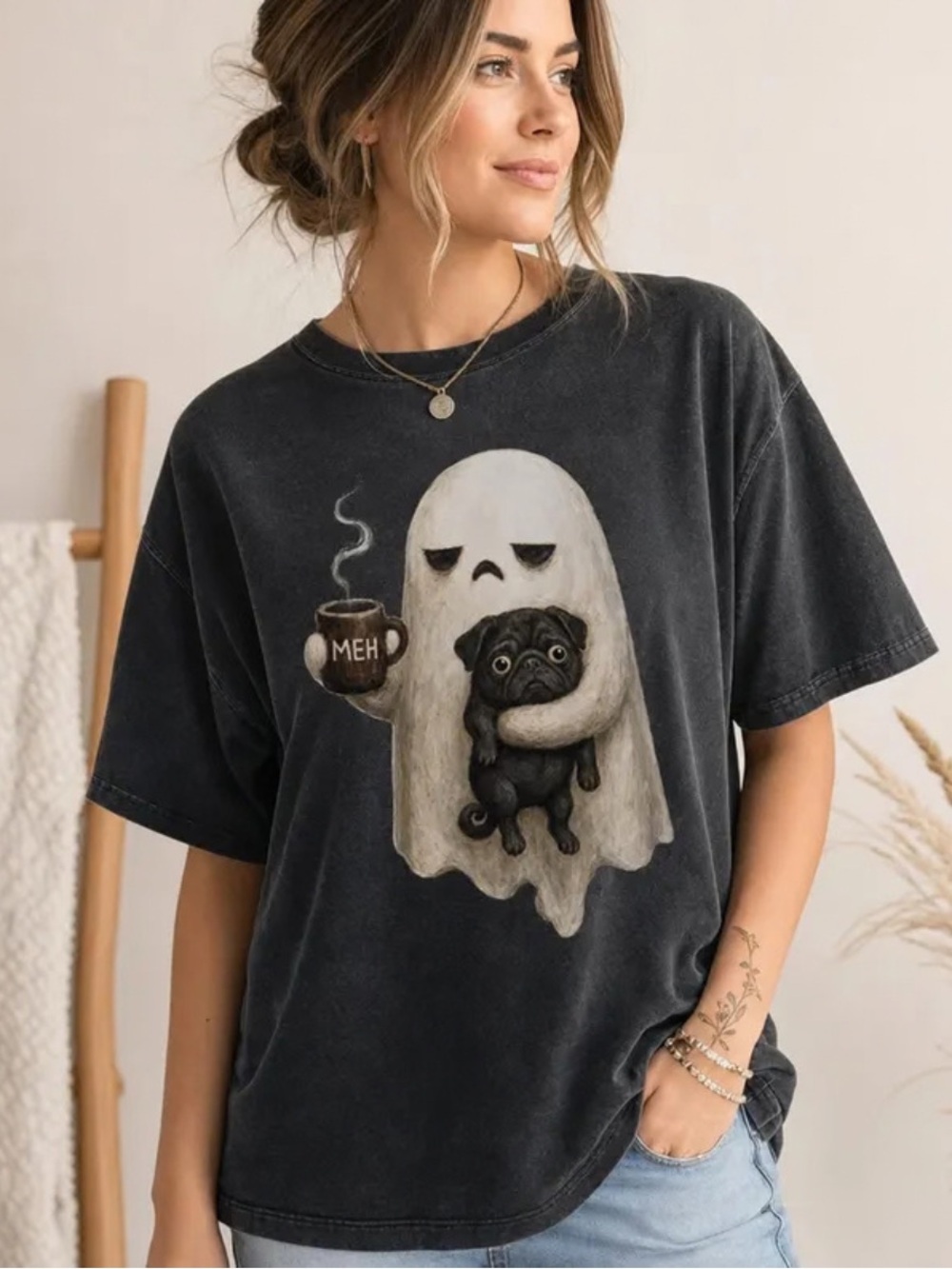 Comfort Colors Cool Ghost Graphic T-Shirt, Retro Style For Unisex
